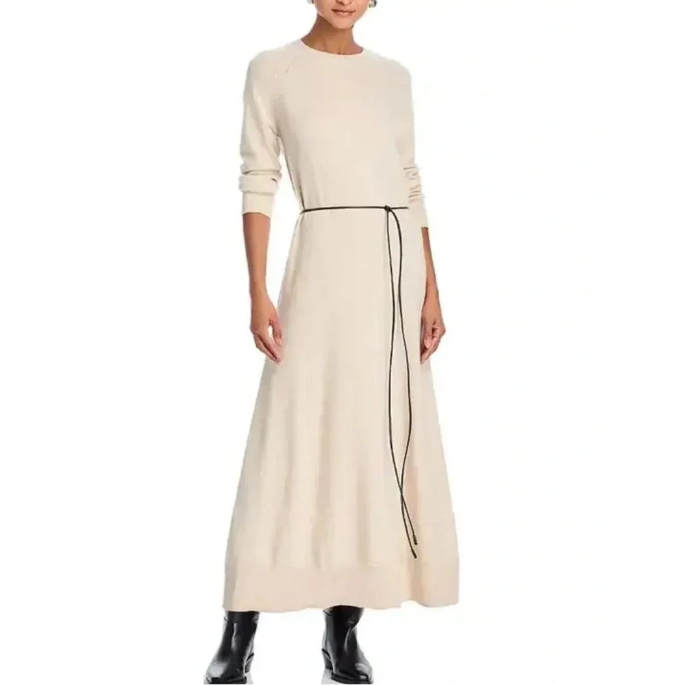 Rag & Bone Belted Maxi Sweater Dress Size XS Ivory Wool Blend Loren $498